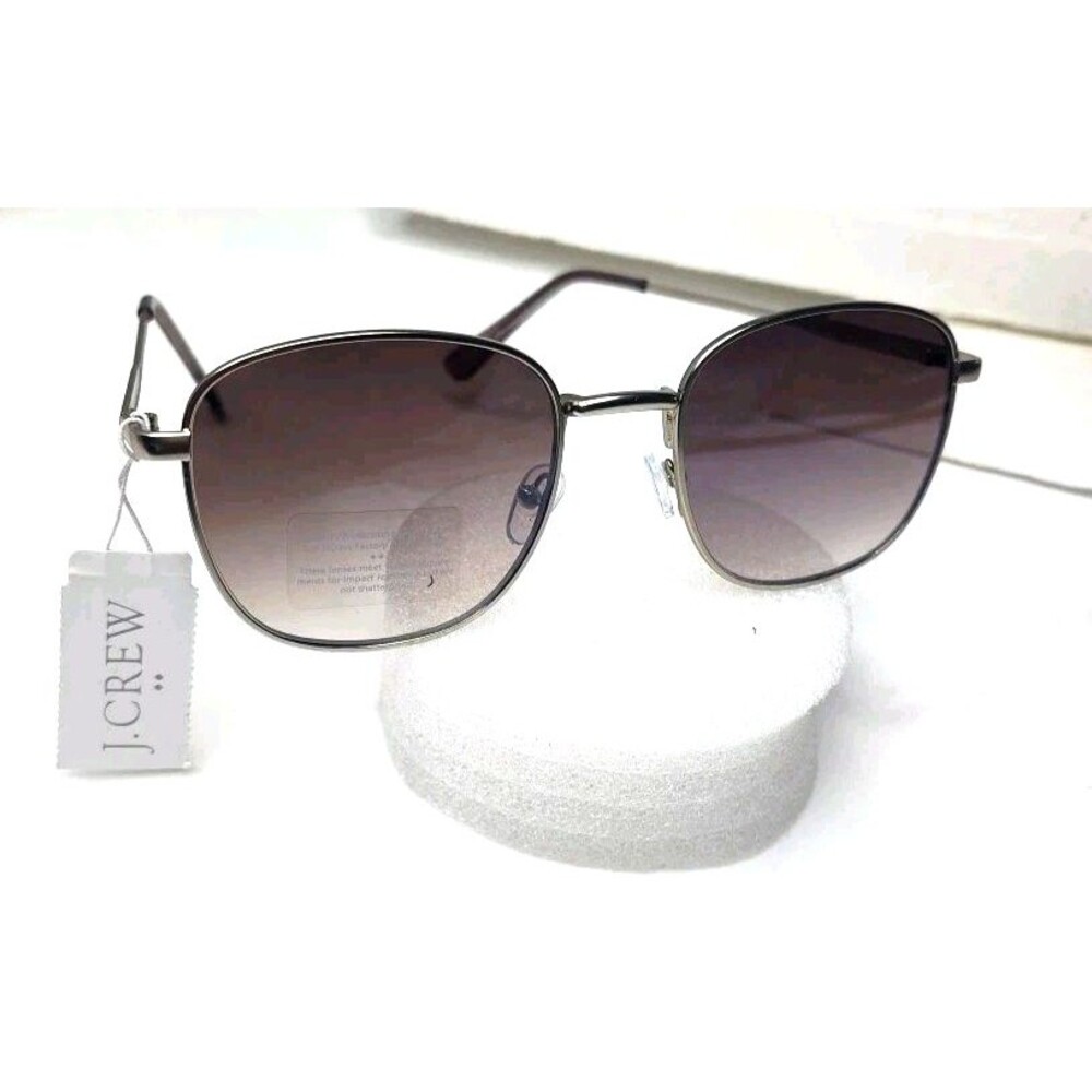 J. Crew NWT Men Gunmetal Aviator Square Sunglasses Black Gradient 50-19-150 NEW